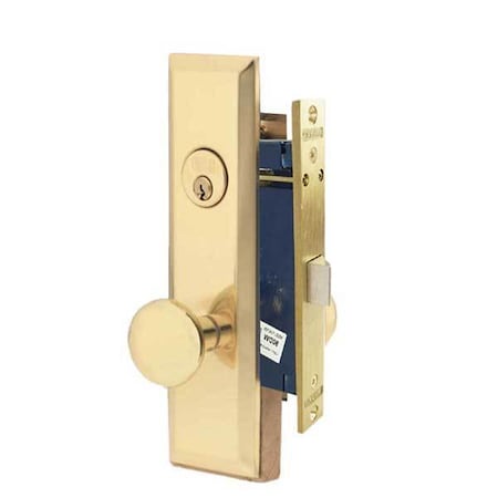 Marks Marks: METRO MORTISE KNOB LOCKSET HD - VESTIBULE - 1-1/16 X 7-5/8 - POLISHED BRASS - RIGHT HAND MRK-114DW-3-RH